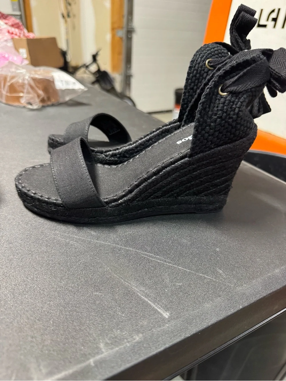 Soludos The Capri Wedge Espadrille Noche Black Size 6 New